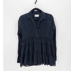 Ralph Lauren Denim & Supply tiered blouse dress tunic gauze cotton size M black